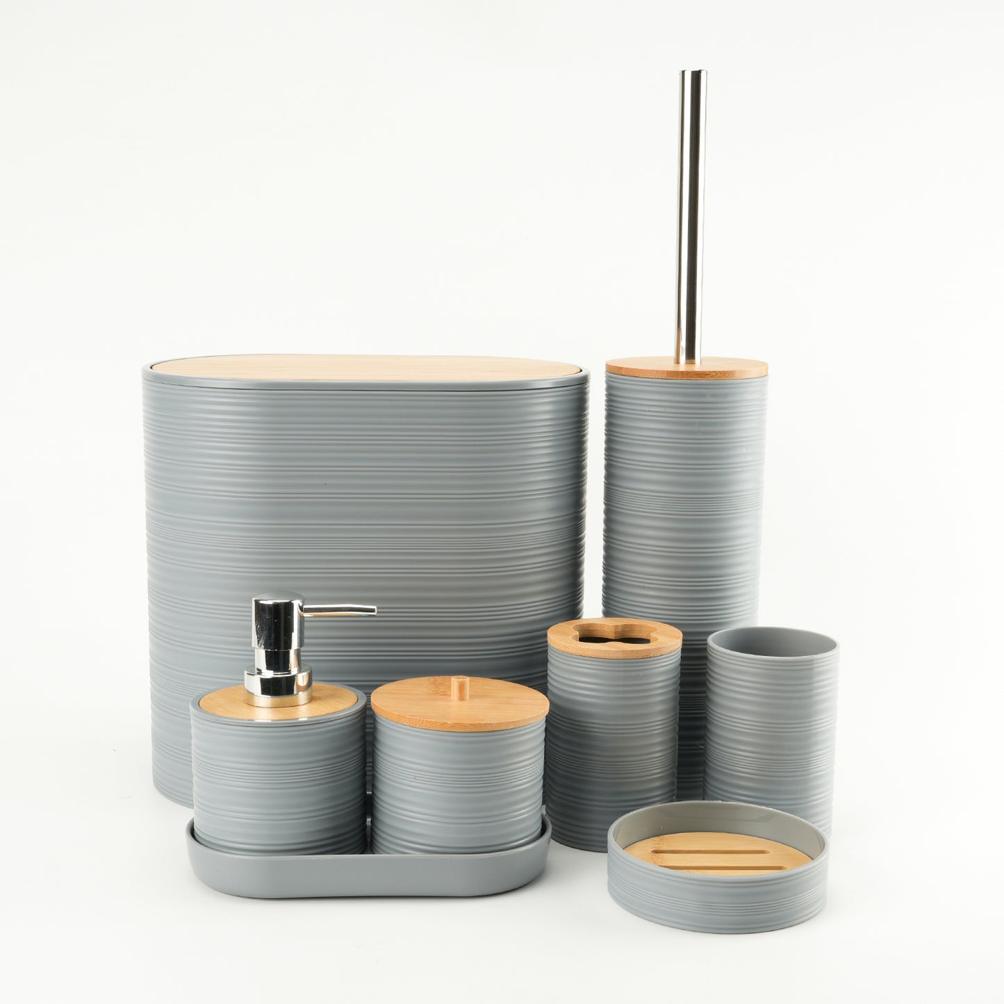 Set Juego De Baño 8 Piezas Bambú Lavado Y Almacenamiento