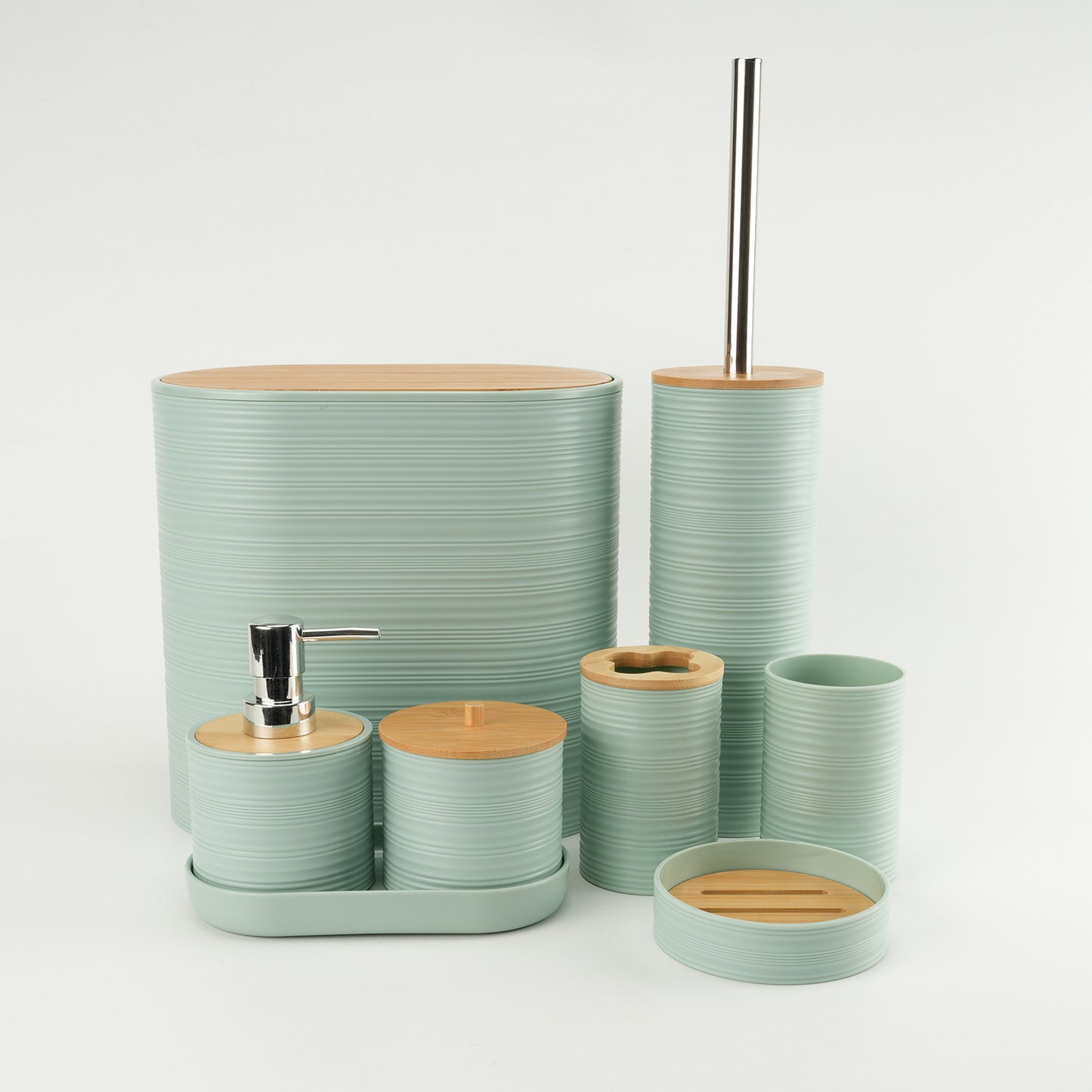 Set Juego De Baño 8 Piezas Bambú Lavado Y Almacenamiento