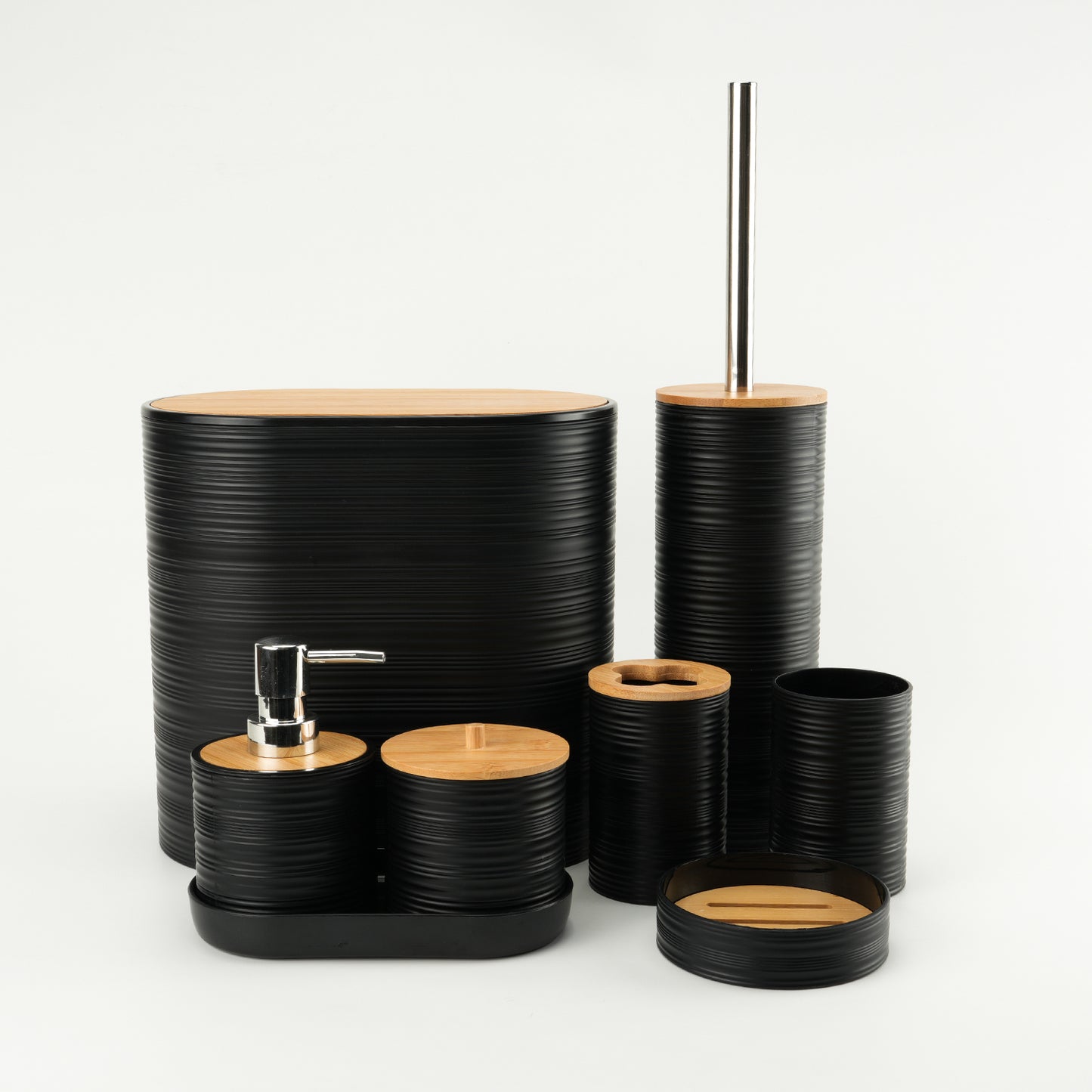 Set Juego De Baño 8 Piezas Bambú Lavado Y Almacenamiento