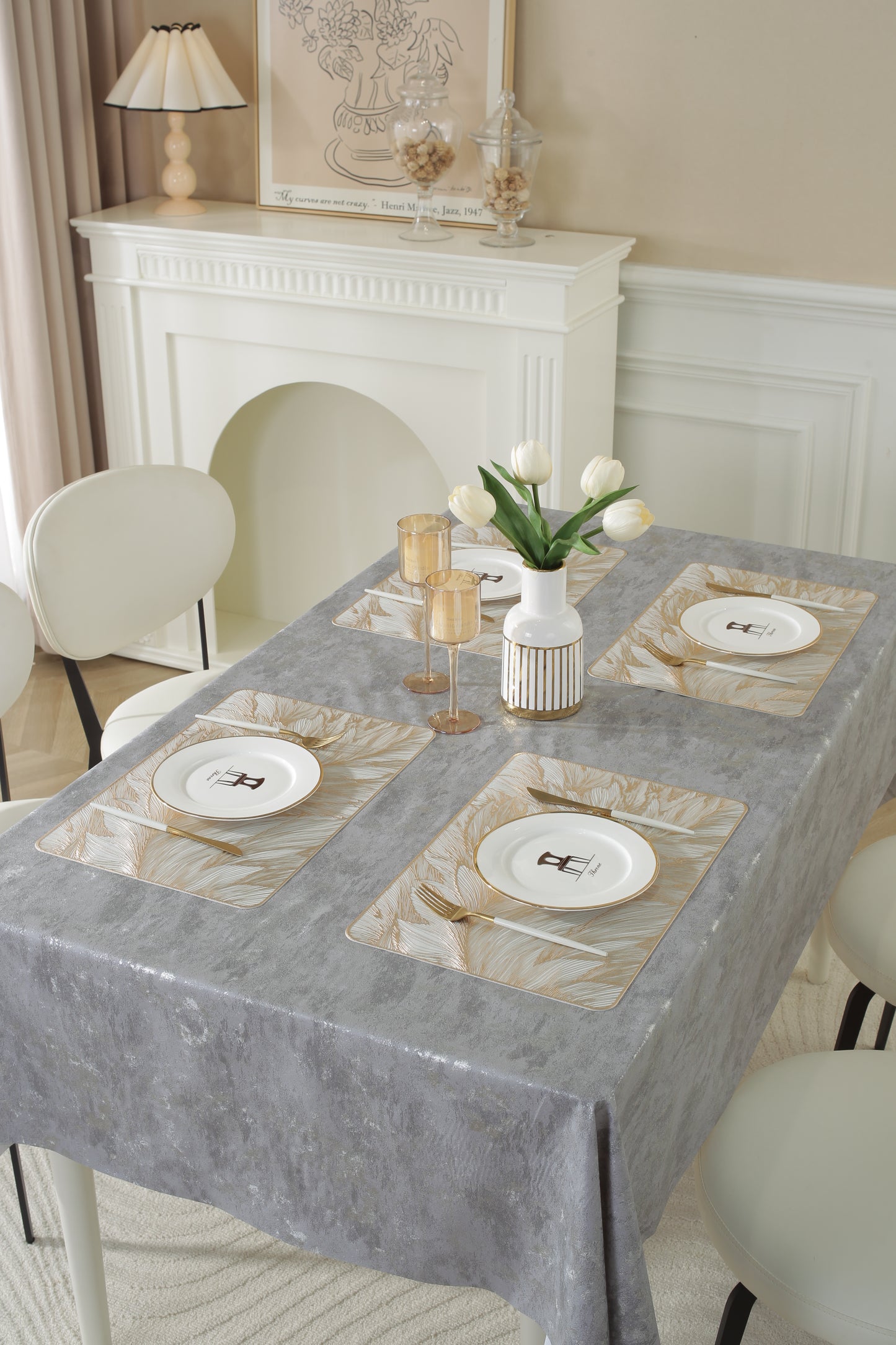 Mantel Individuals Plumas En Relieve Aislamiento Térmico