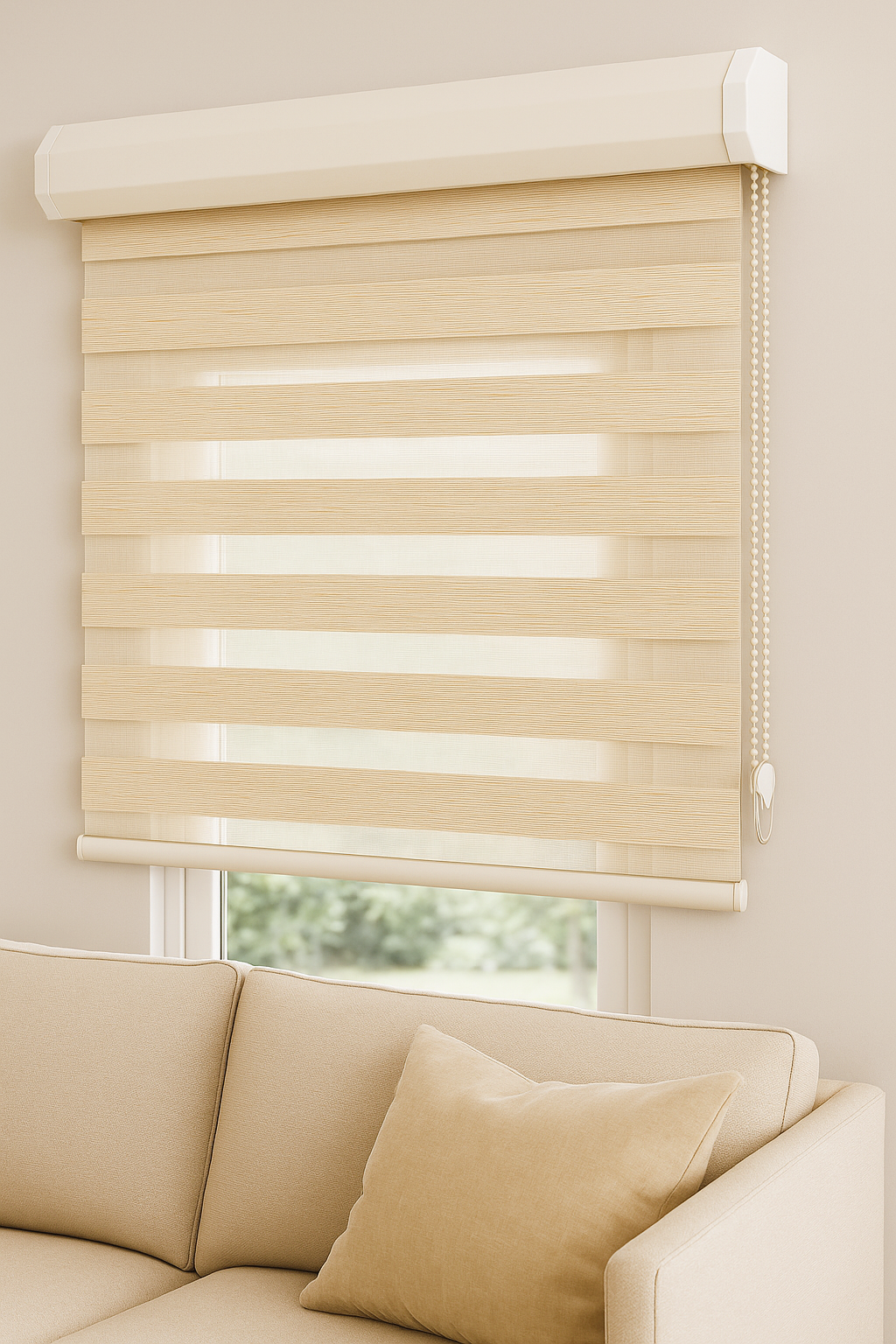 Cortina Roller Duo 805 Blackout Cenefa Aluminio Curvada Imitación de lino