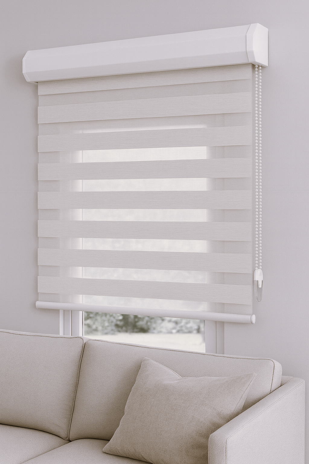 Cortina Roller Duo 805 Blackout Cenefa Aluminio Curvada Imitación de lino