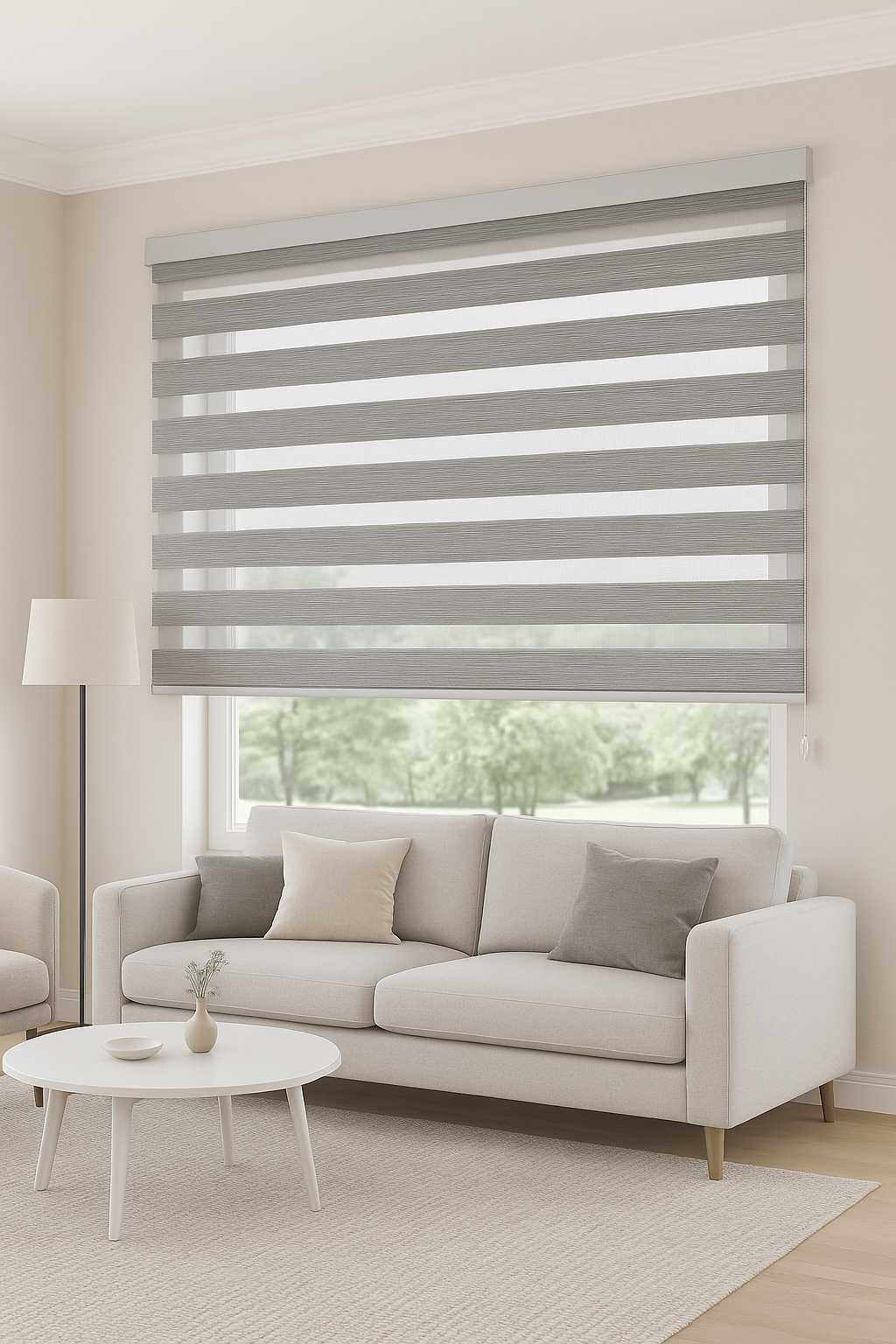 Cortina Roller Duo 805 Blackout Cenefa Aluminio Curvada Imitación de lino