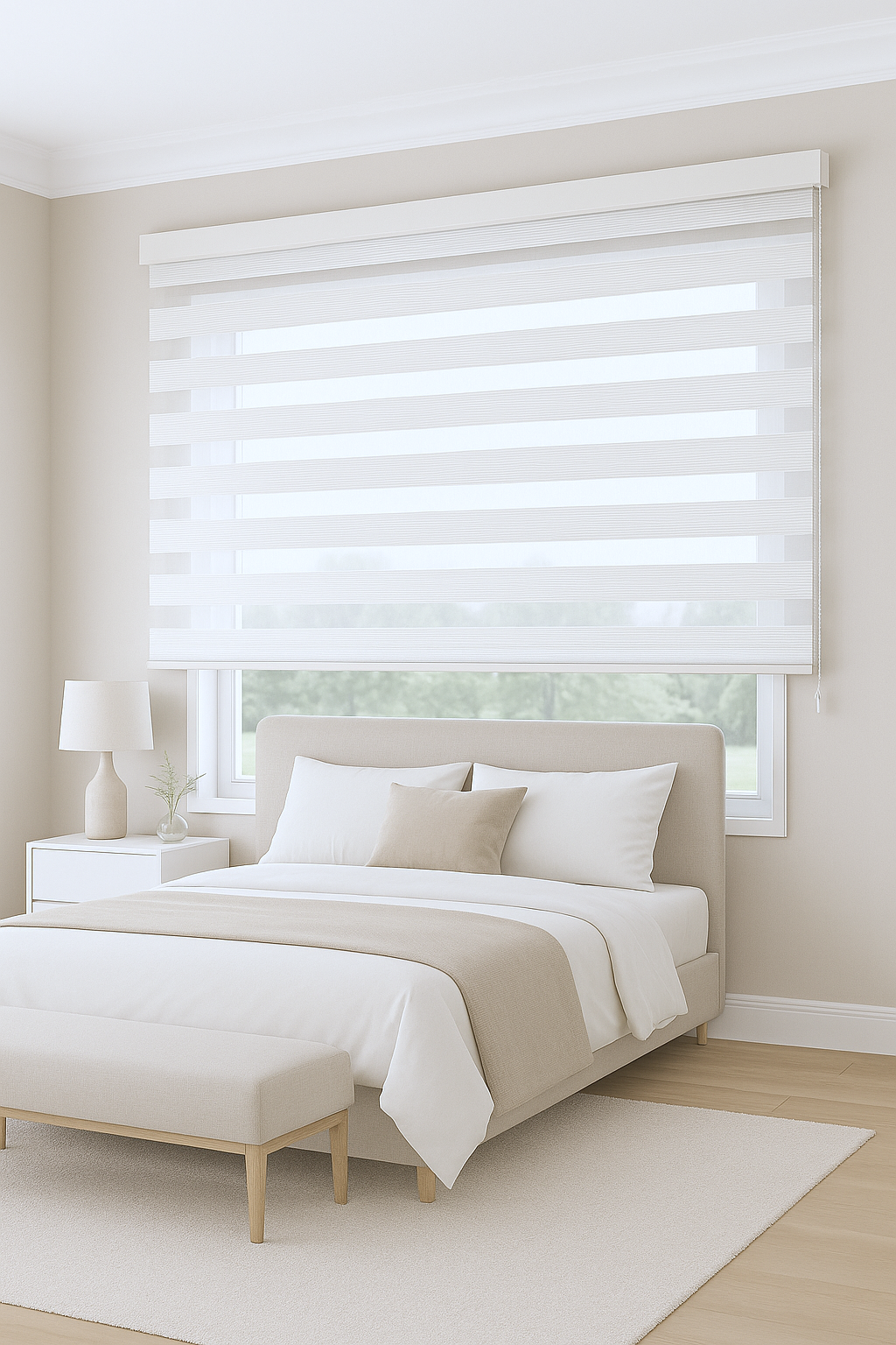 Cortina Roller Duo 805 Blackout Cenefa Aluminio Curvada Imitación de lino