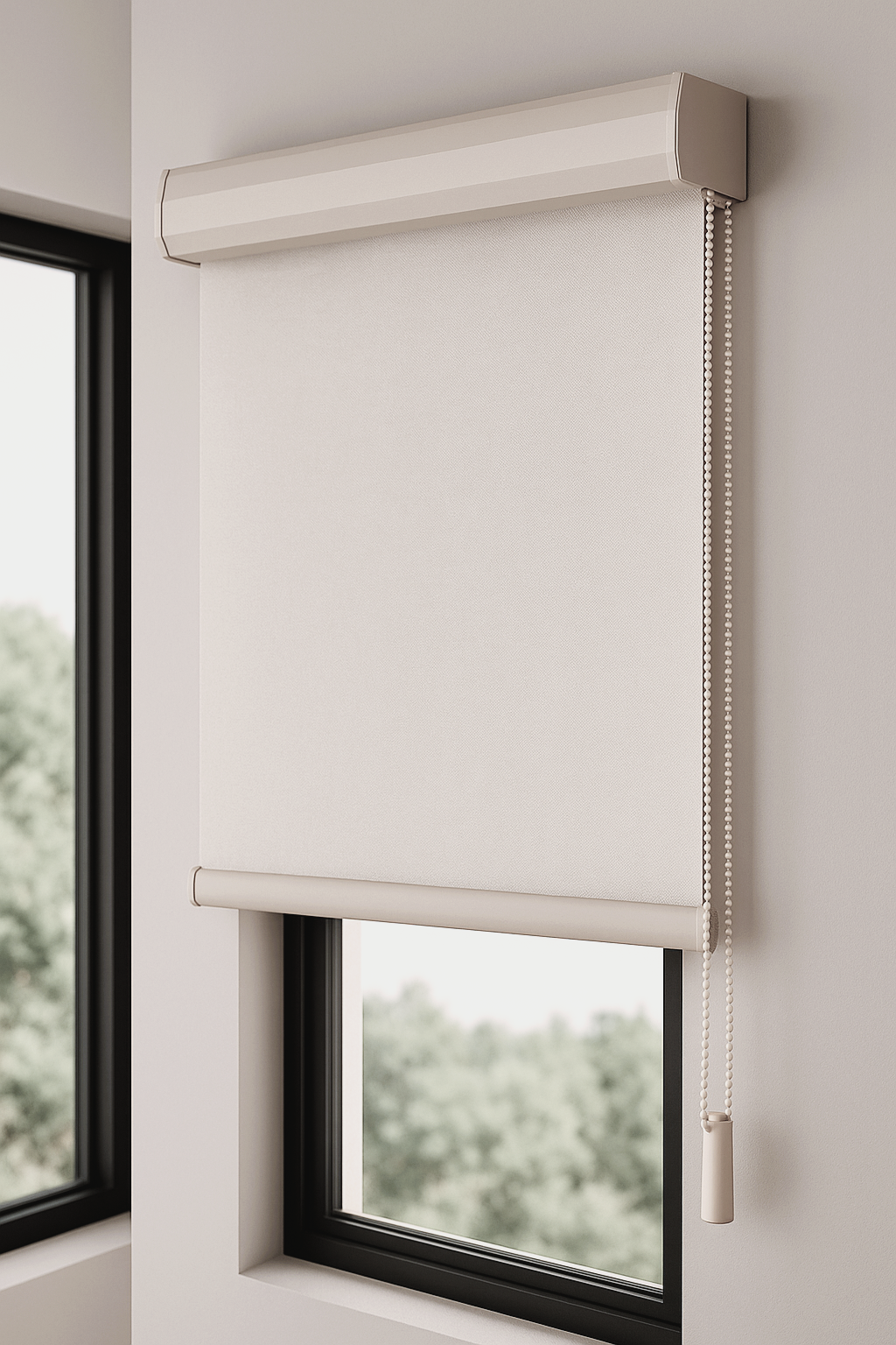 Cortina Roller Revestimiento ecológico Imitación de lino 100% Cenefa de aluminio curvada de alta resistencia