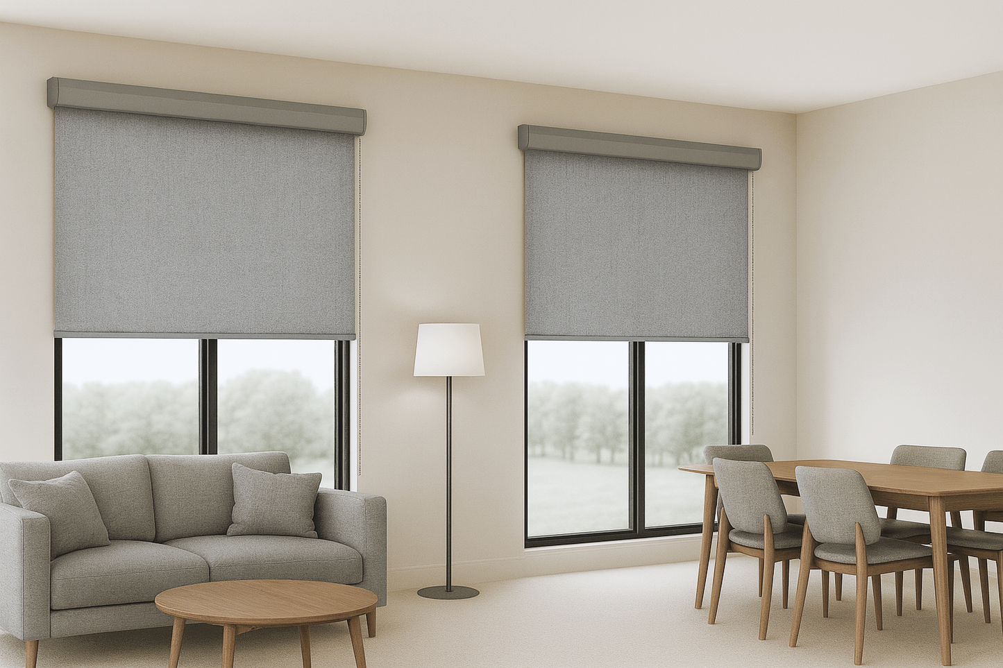 Cortina Roller Revestimiento ecológico Imitación de lino 100% Cenefa de aluminio curvada de alta resistencia