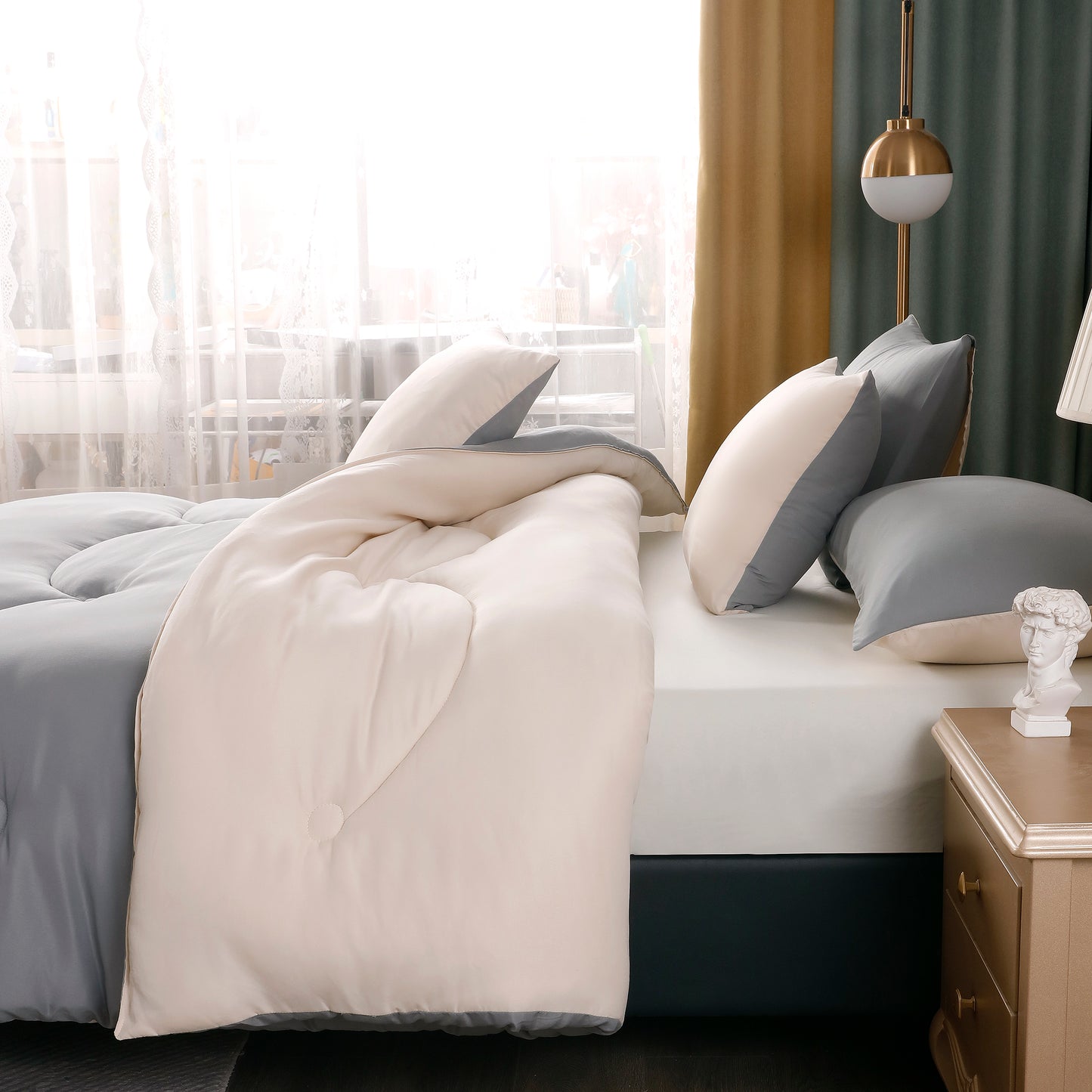 Edredón  De Soja Reversible eversible Ligero 3 Estaciones Exclusivo,(CON Funda de almohada)