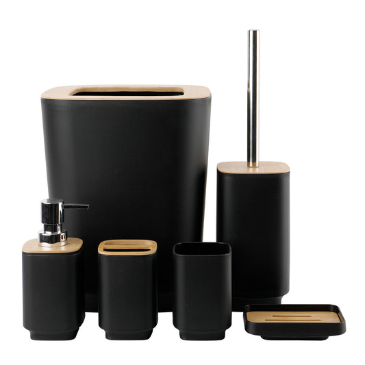 Set Juego De Baño 6 Piezas Bambú Lavado Y Almacenamiento
